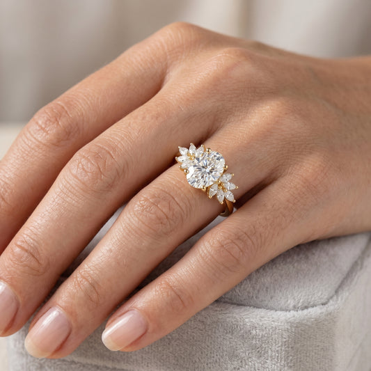 1.50 ct Oval Lab-Grown Diamond Cluster Engagement Ring