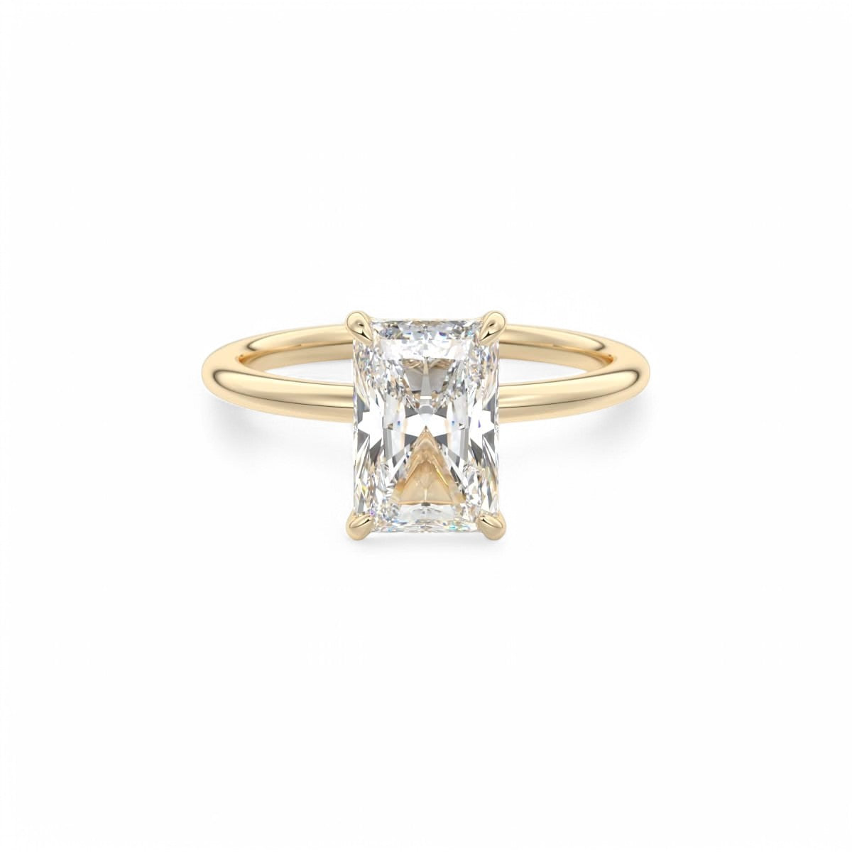 F/VS 2.00Ct Radiant Cut Lab Grown Diamond Hidden Halo Engagement Ring in 14k Yellow Gold