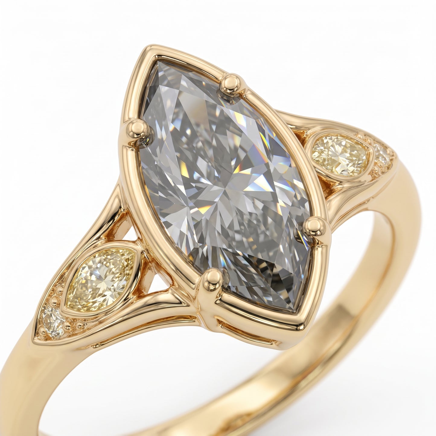 Vintage 1.5CT Marquise Cut Moissanite Engagement Ring