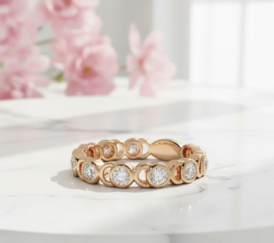 14K Gold Bezel Lab Diamond Eternity Ring