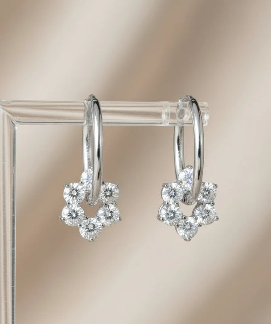 gold floral hoop earrings