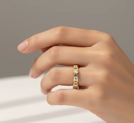 14K Gold Bezel Lab Diamond Eternity Ring