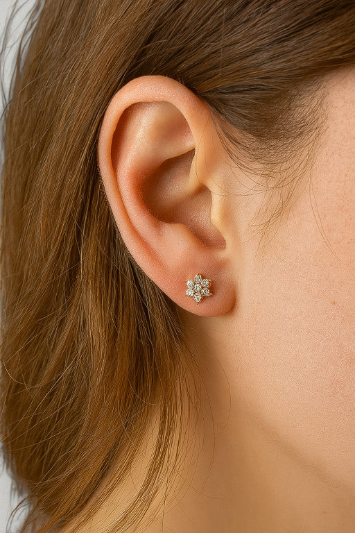 1.150 Ct Floral Cluster Lab Grown Diamond Stud Earrings