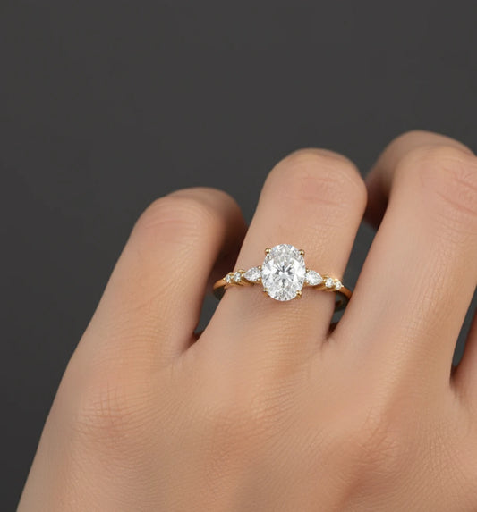1.35 ct Oval Lab-Grown Diamond Ring | 14K Gold