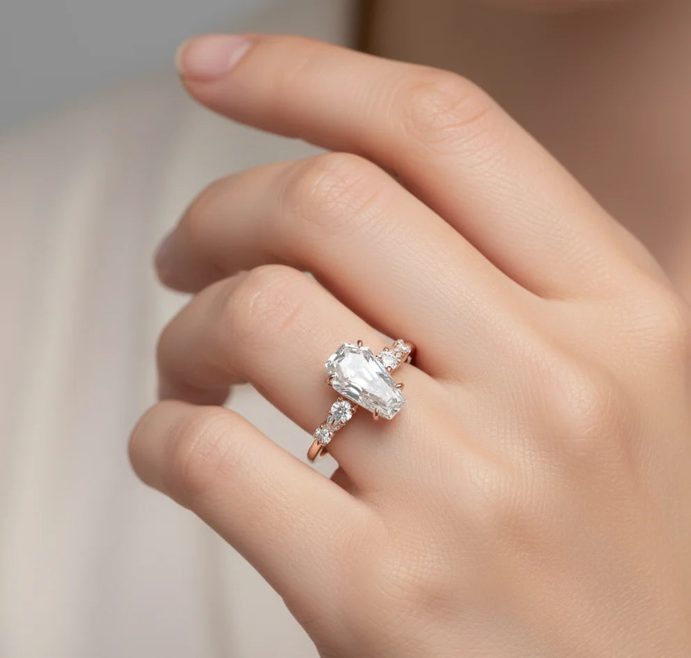 2ct Lab-Grown Coffin Diamond Ring for Unique Brides