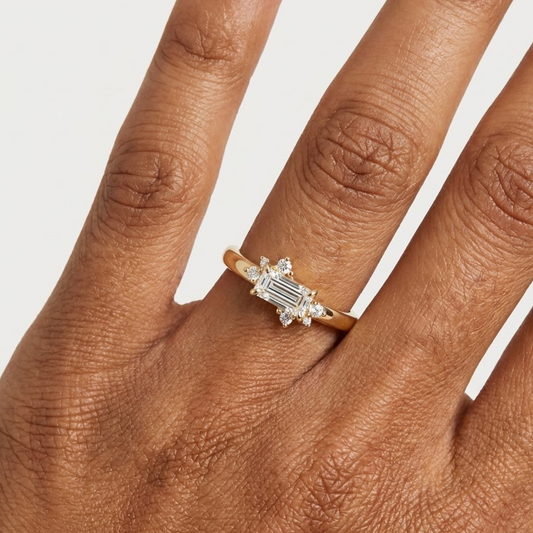 baguette and round diamond wedding band