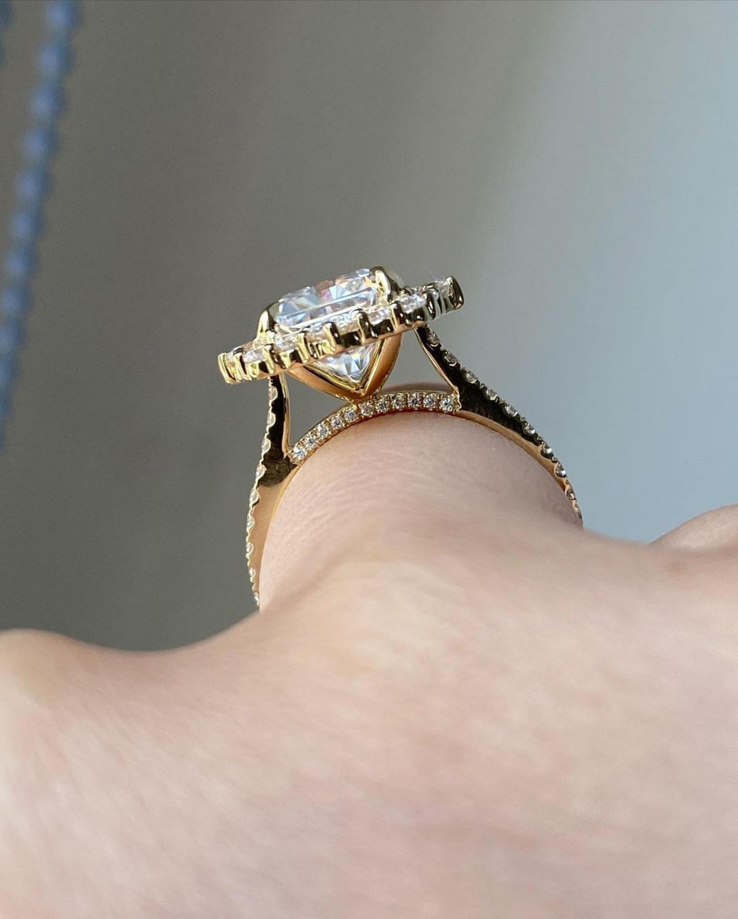 Vintage Halo 3CT Radiant cut engagement ring