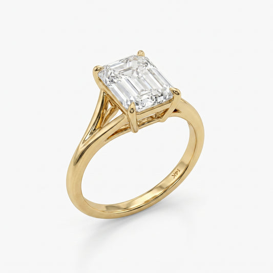 2.00 Ct Emerald Cut Lab-Grown Engagement Ring Split Shank