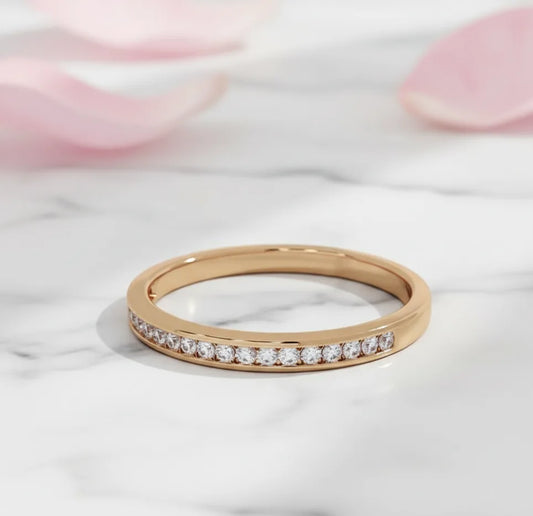rose gold half eternity band
