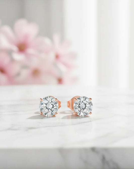 4 ct Lab-Grown Diamond Stud Earrings – 14K Rose Gold