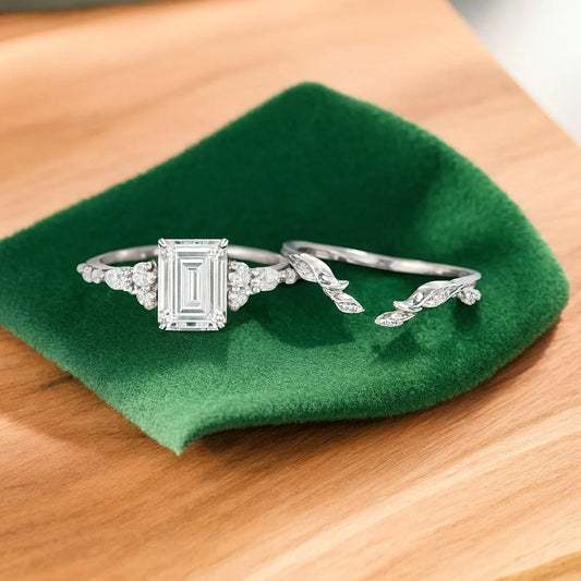 2.30 ct Emerald Lab-Grown Diamond Three-Stone Engagement Ring