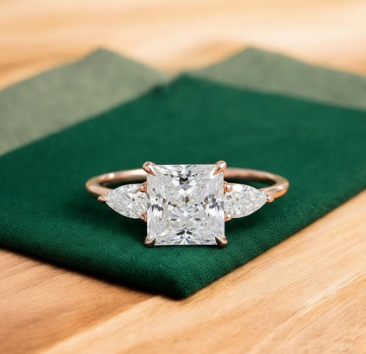 2.35 ct Princess Cut Lab-Grown Diamond Three-Stone Ring