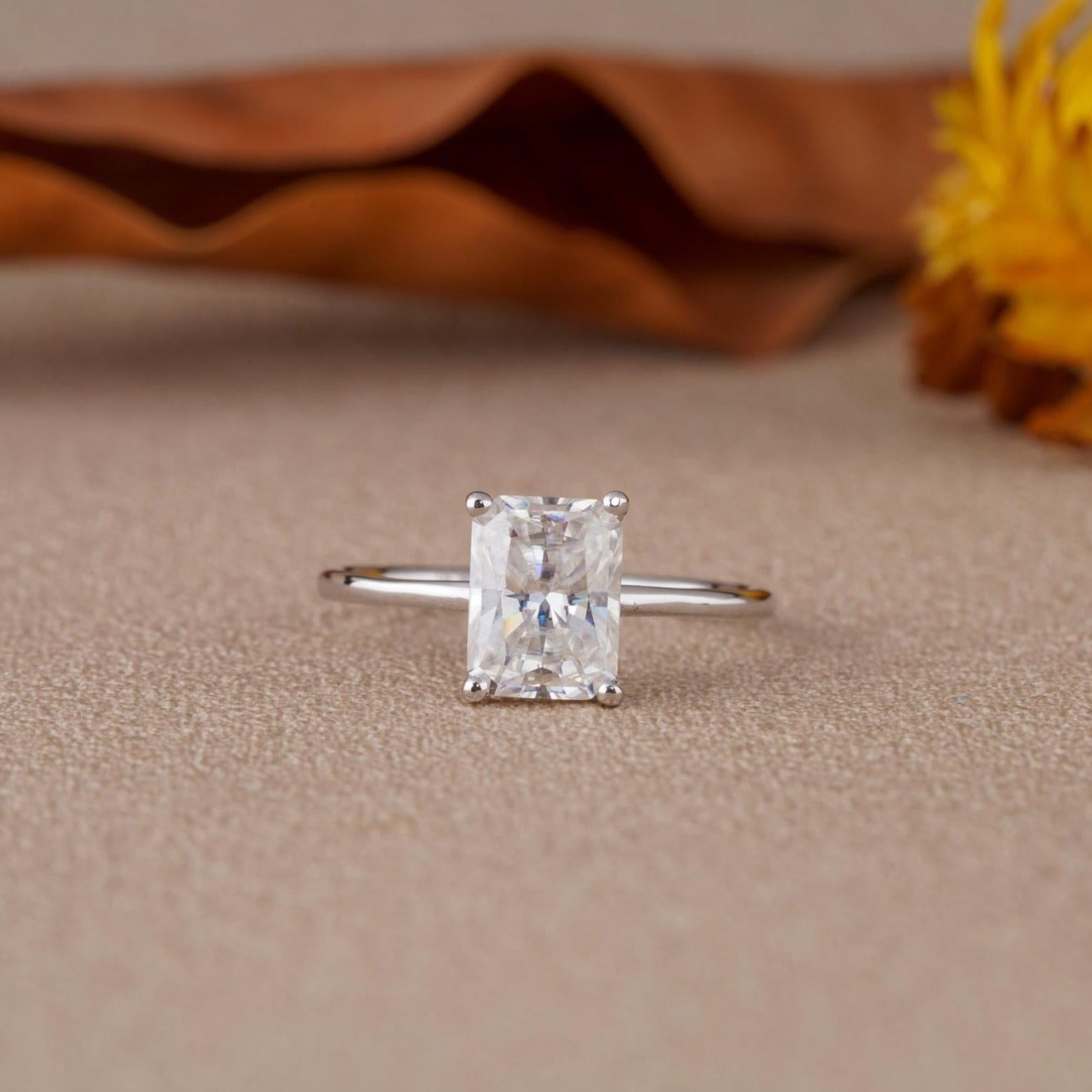 3 CT Radiant Cut Engagement Ring,radiant Moissanitesolitaire
