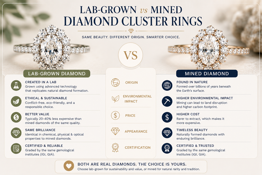 Lab-Grown vs Mined Diamond Cluster Rings