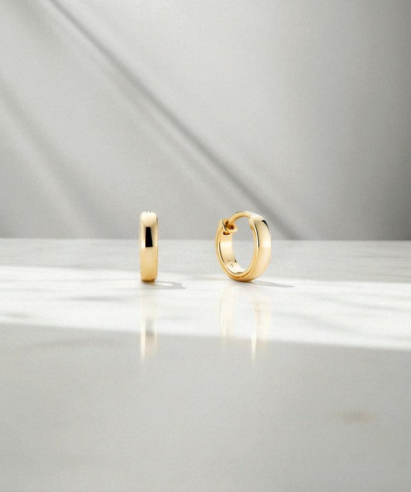 Bold Huggie Hoop Earrings • 14K Rose Gold Small Chunky Hoops