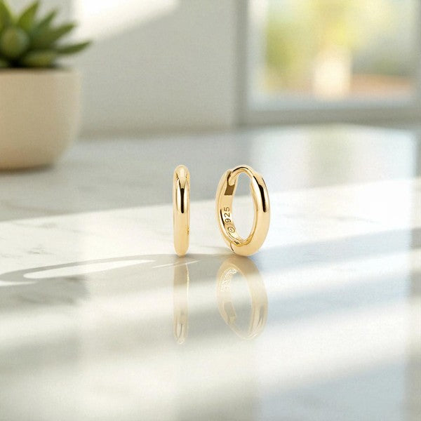 Classic Gold Tube Huggie Hoops • 14k Gold Hoops
