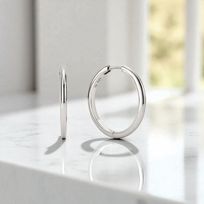 Classic Gold Hoop Earrings • 14K Gold Tube Hoops