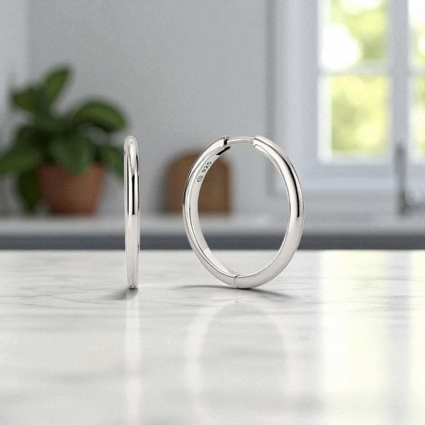 Bold Tube Large Hoop Earrings • 14K Gold Classic Round Hoops