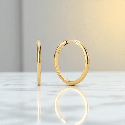 Classic Gold Hoop Earrings • 14K Gold Tube Hoops