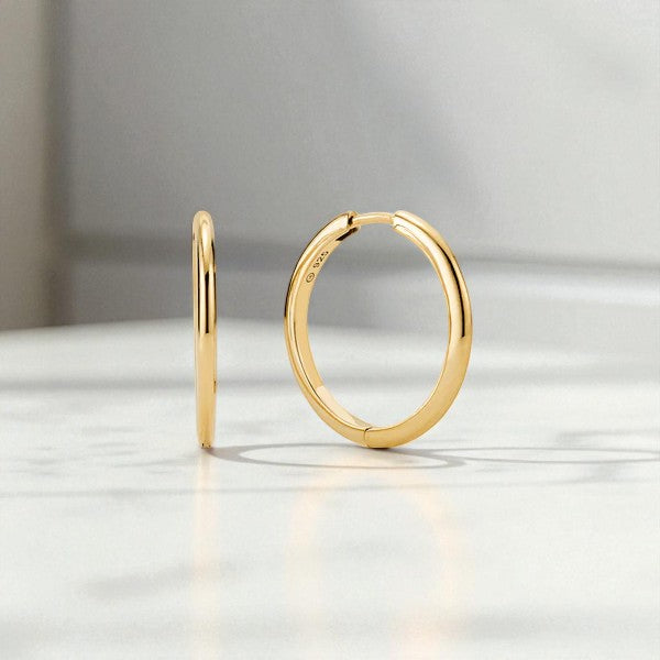 Bold Tube Large Hoop Earrings • 14K Gold Classic Round Hoops