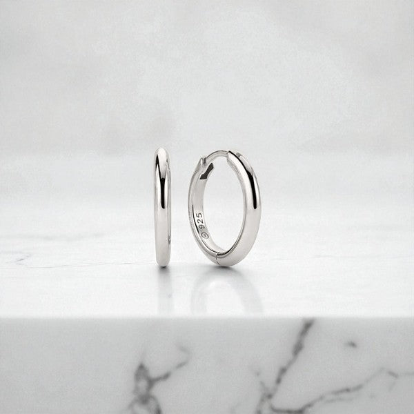 Tube Medium Gold Hoop Earrings • Classic Solid 14K Gold Hoops