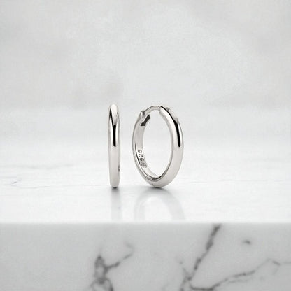 Tube Medium Gold Hoop Earrings • Classic Solid 14K Gold Hoops