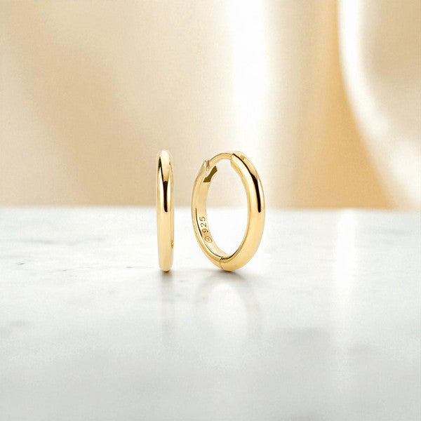 Tube Medium Gold Hoop Earrings • Classic Solid 14K Gold Hoops