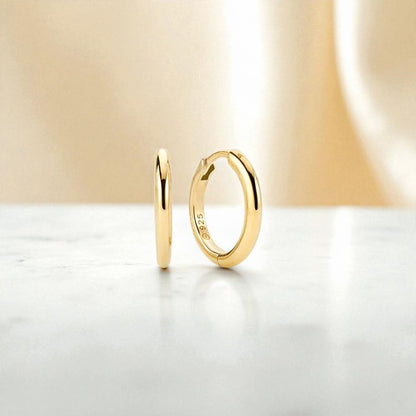 Tube Medium Gold Hoop Earrings • Classic Solid 14K Gold Hoops