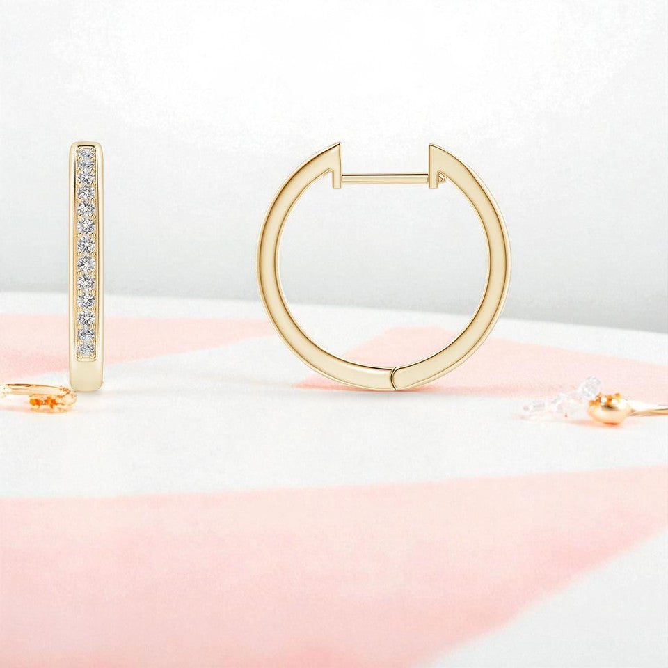 1/10ct Pavé-Set Lab-Grown Diamond Hoop Earrings