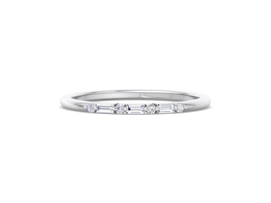 14k Gold Minimal Baguette Natural Diamond Wedding Ring