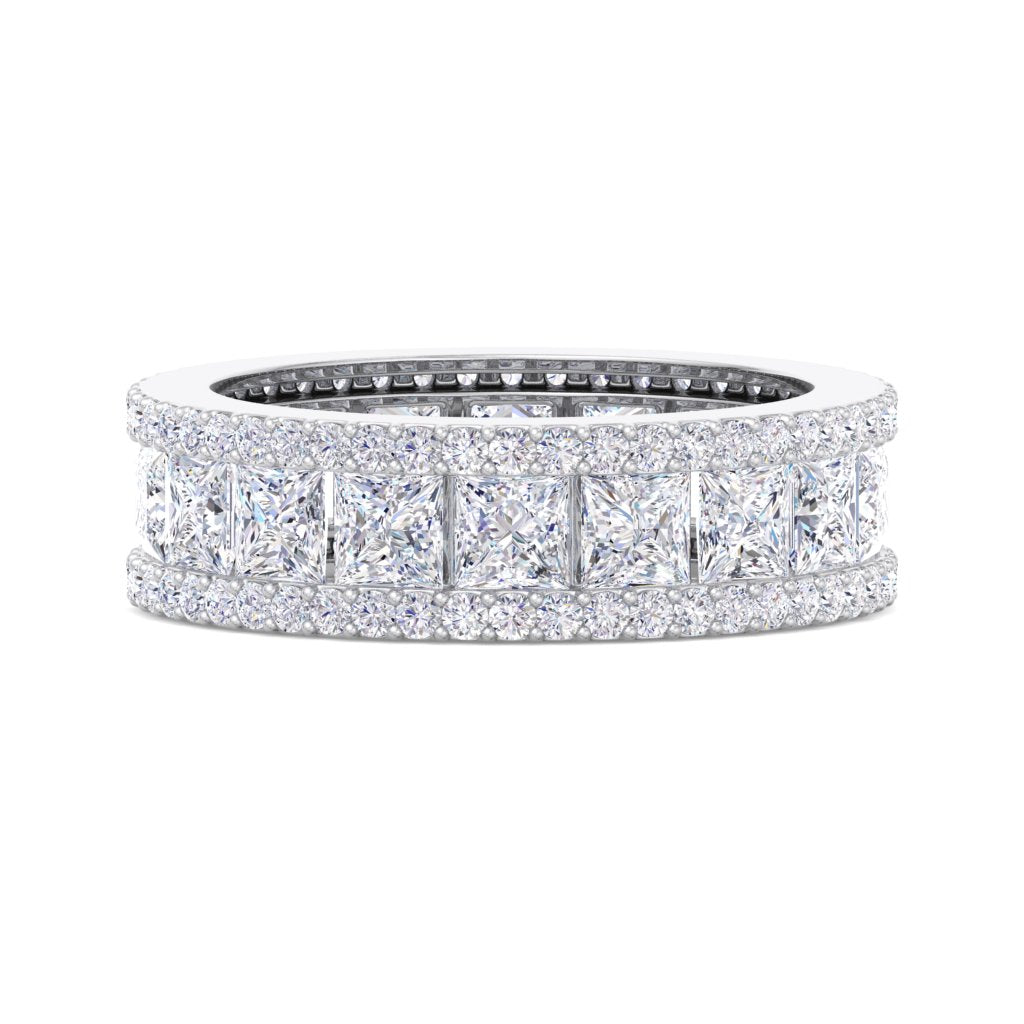 Princess Cut Natural Diamond Full Eternity Ring Matching Wedding Band