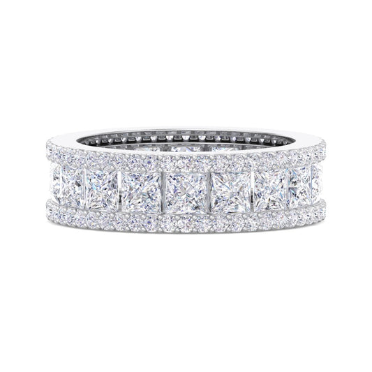 Princess Cut Natural Diamond Full Eternity Ring Matching Wedding Band