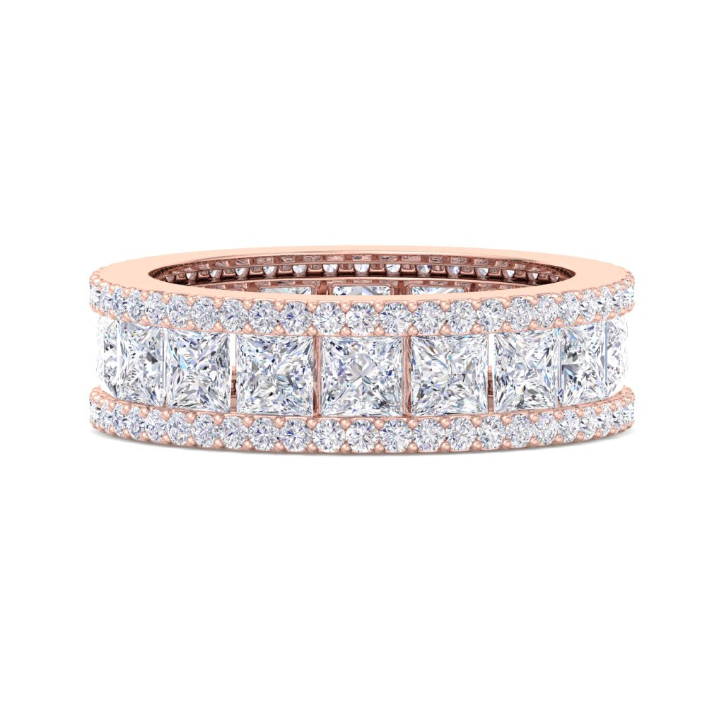 Princess Cut Natural Diamond Full Eternity Ring Matching Wedding Band