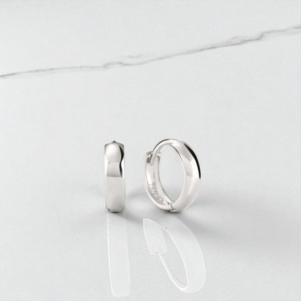 Bold Huggie Hoop Earrings • 14K Rose Gold Small Chunky Hoops