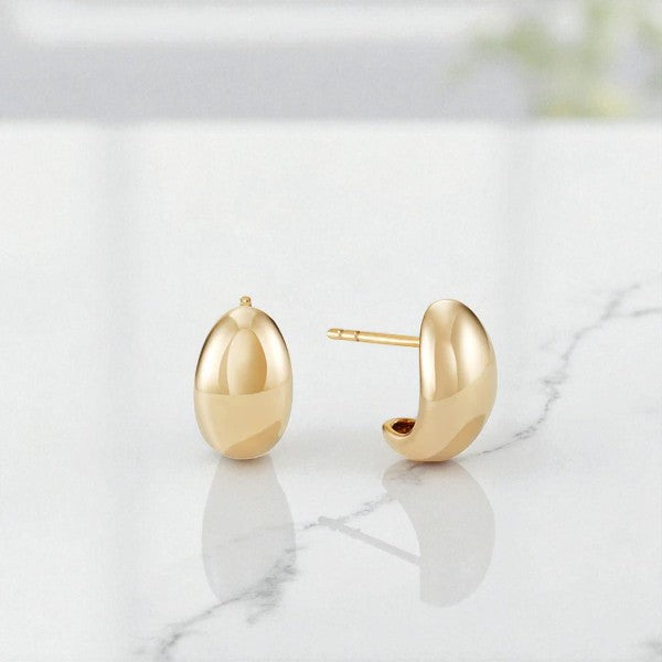 Bold Dome Huggie Hoop Earrings • 14K Gold Chunky Mini Hoops