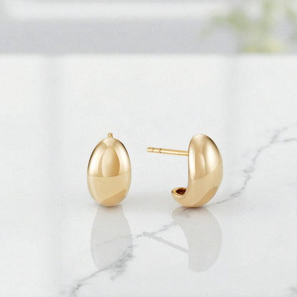 Bold Dome Huggie Hoop Earrings • 14K Gold Chunky Mini Hoops