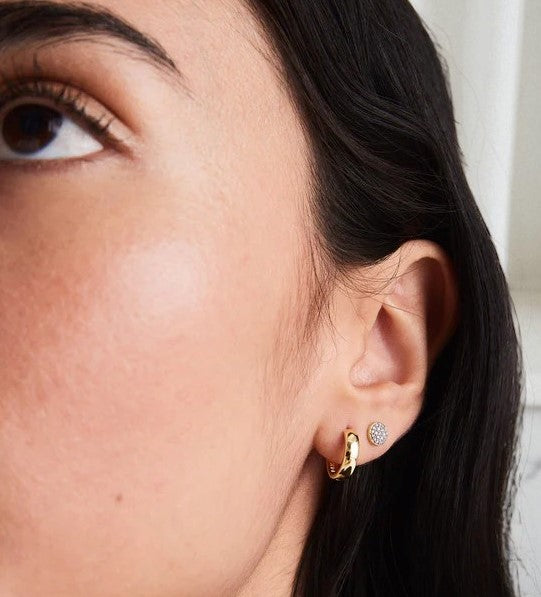 Bold Huggie Hoop Earrings • 14K Rose Gold Small Chunky Hoops
