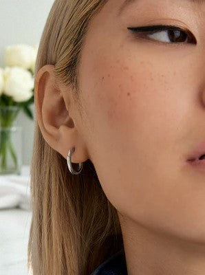 Tube Medium Gold Hoop Earrings • Classic Solid 14K Gold Hoops