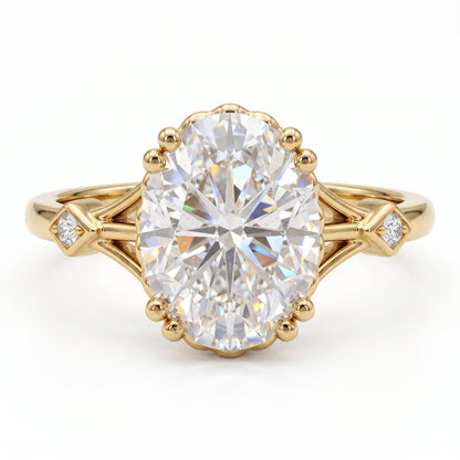 1.25 ct Oval Lab Grown Diamond Engagement Ring • Vintage Art Deco Inspired Ring