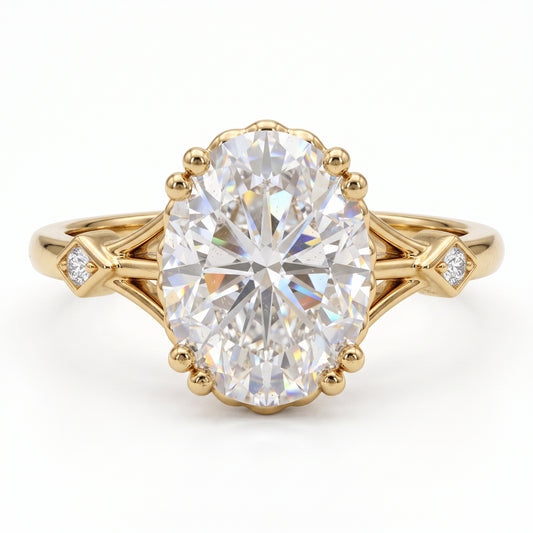 1.25 ct Oval Lab Grown Diamond Engagement Ring • Vintage Art Deco Inspired Ring