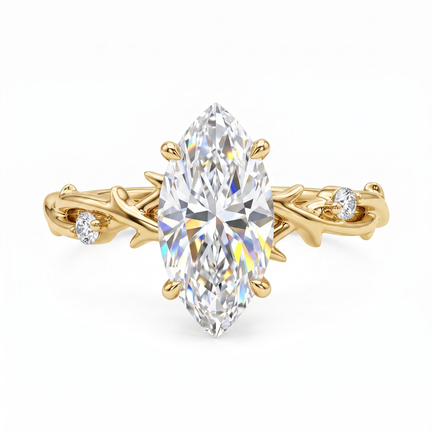 1.5CT Twig Marquise Cut Lab Grown Diamond Engagement Ring • 14K Rose Gold