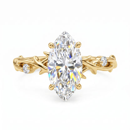 1.5CT Twig Marquise Cut Lab Grown Diamond Engagement Ring • 14K Rose Gold