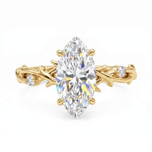 1.5CT Twig Marquise Cut Lab Grown Diamond Engagement Ring • 14K Rose Gold