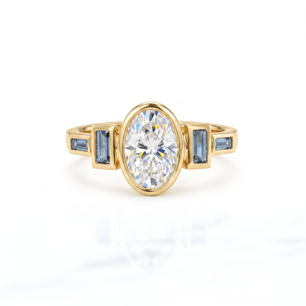 1.75 ct Oval Lab Grown Diamond Engagement Ring • Vintage Rose Gold Bezel Set Ring