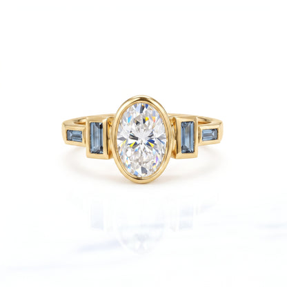 1.75 ct Oval Lab Grown Diamond Engagement Ring • Vintage Rose Gold Bezel Set Ring