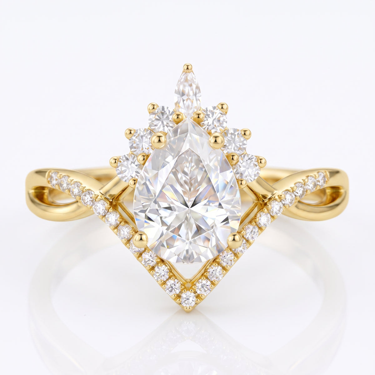 Lab Grown Diamond 1.250 ct Pear Engagement Ring • Rose Gold Vintage Cluster Bridal Ring
