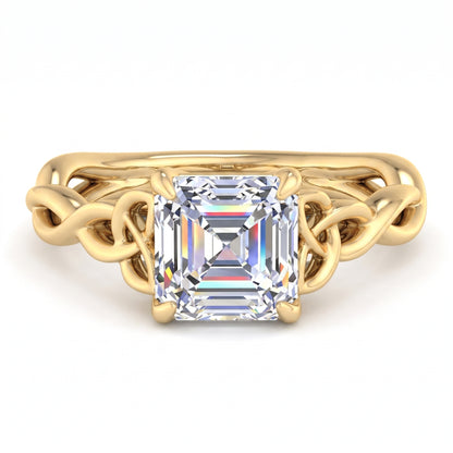 Stylish 1.50ct Asscher Cut Lab Grown Diamond Ring with Infinity Twist