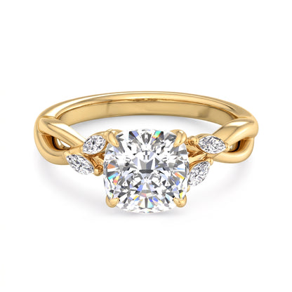 2.00ct Cushion Cut Lab Grown Engagement Ring Twisted Pave Band Affordable Luxury