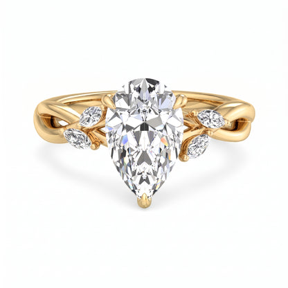 1.5 ct Pear Shaped Lab Grown Diamond Engagement Ring in 14k Rose Gold Twist Band