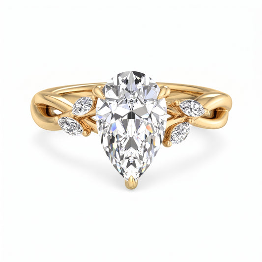 1.5 ct Pear Shaped Lab Grown Diamond Engagement Ring in 14k Rose Gold Twist Band